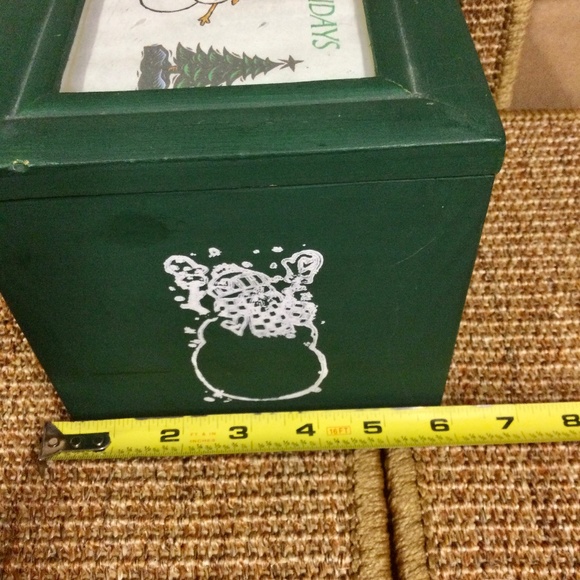☃️ SALE Snowman Wood Box - recipes, greeting cards, photos, hinged lid pic frame - Picture 10 of 13